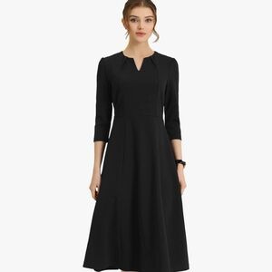 Allegra K Classic Black Midi Dress - Modest, Little black dress, classic